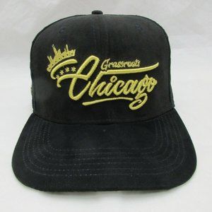 Grassroots Chicago Black and Gold Snapback Hat Size S/M